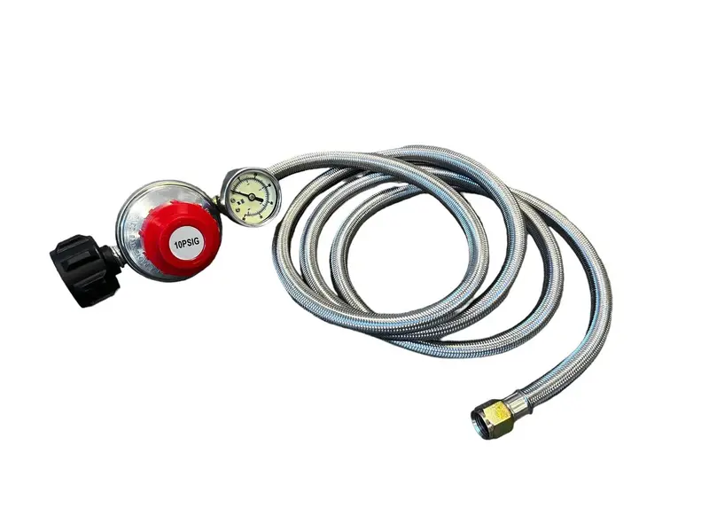 0–10 Psi Adjustable Propane Regulator With 6-Foot Stainless Braided Hose 1