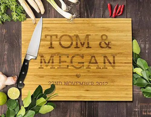 12X16 Inch Bamboo Cutting Board With All-Caps Engraving 1