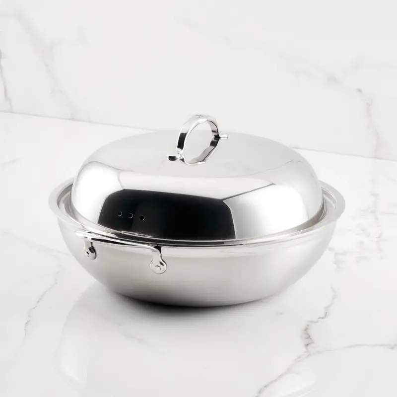 14-Inch Brushed Clad Stainless Wok With Dome Lid 1