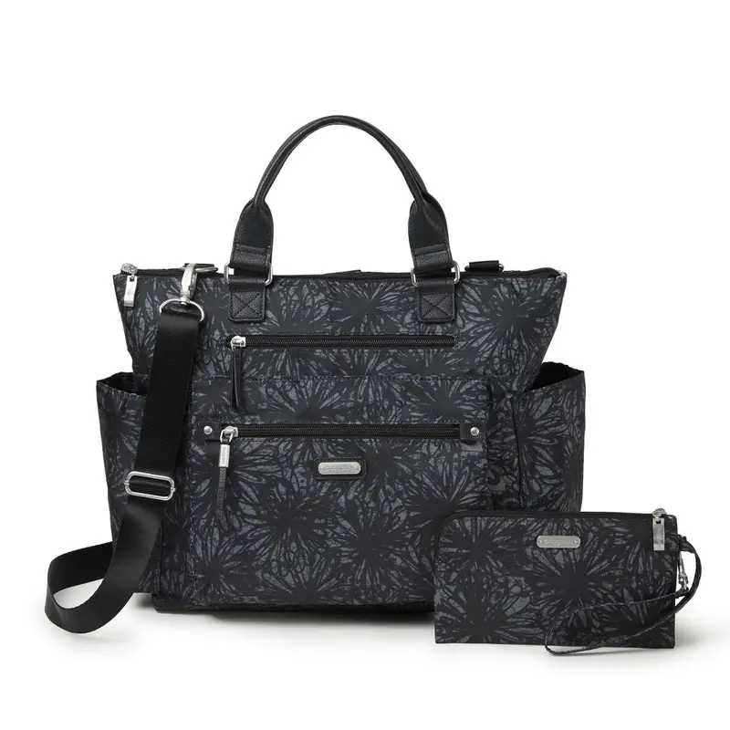 3-In-1 Convertible Backpack With Built-In Rfid Phone Wristlet – Onyx Floral 1