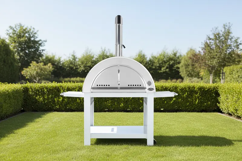 30-Inch White Charcoal Pizza Oven — Artisan Wood-Fired Outdoor Grill For Pizza, Bread & More 1