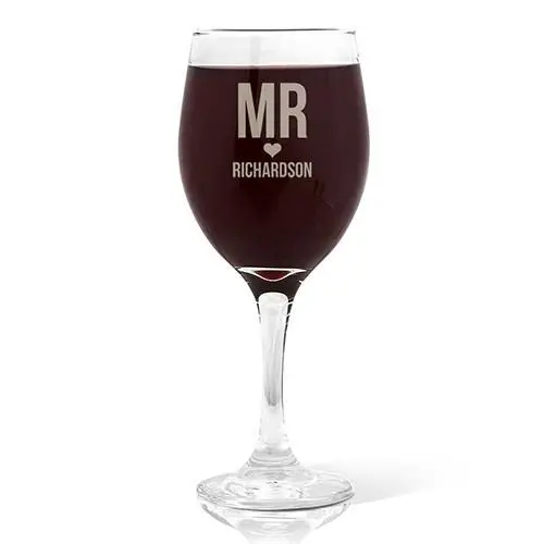 410Ml Wine Glass With 'Mr Love' Typography 1