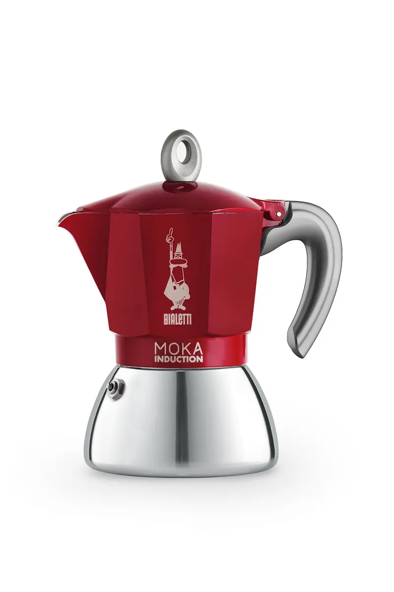 6-Cup Red Induction-Safe Moka Espresso Maker – Modern Design 1
