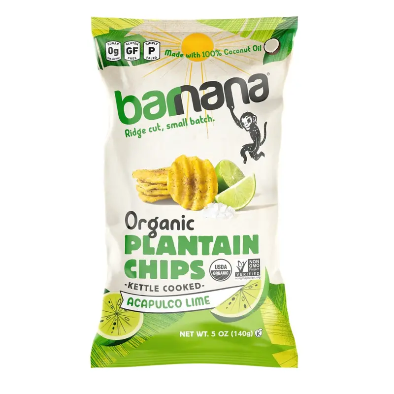 Barnana Organic Ridged Plantain Chips – Acapulco Lime, 140 G 1