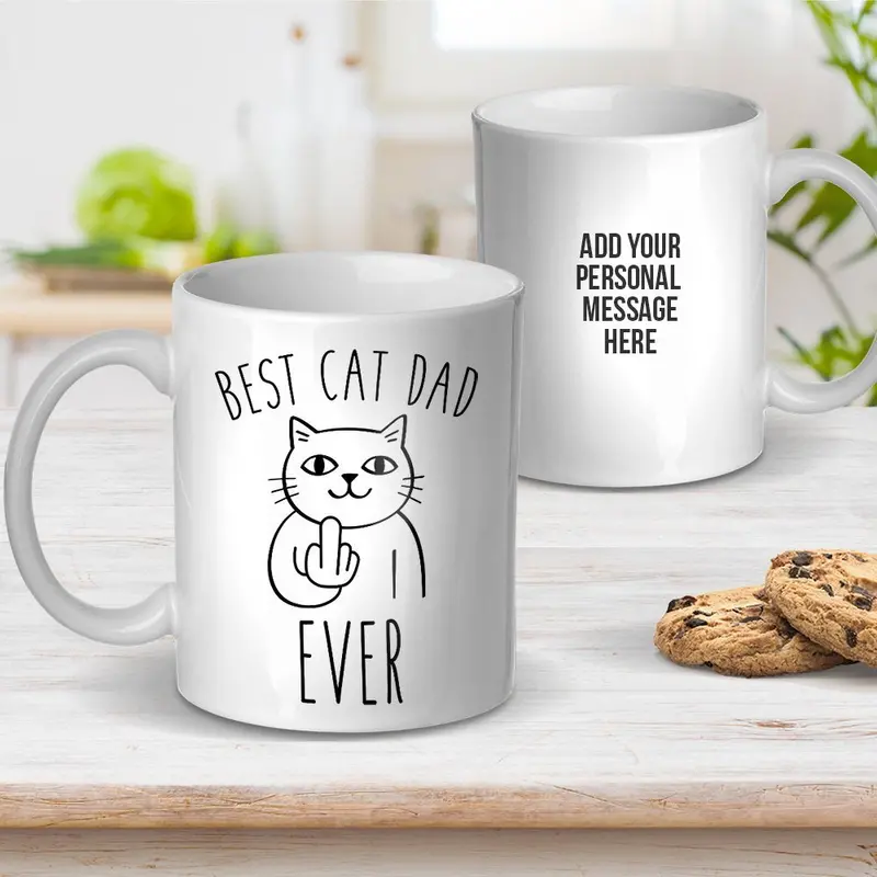 'Best Cat Dad Ever' Ceramic Mug – Feline-Themed Gift 1