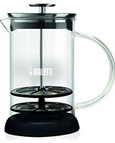 Bialetti 16 Oz Manual Milk Frother – Pump-Style Stainless Steel 1