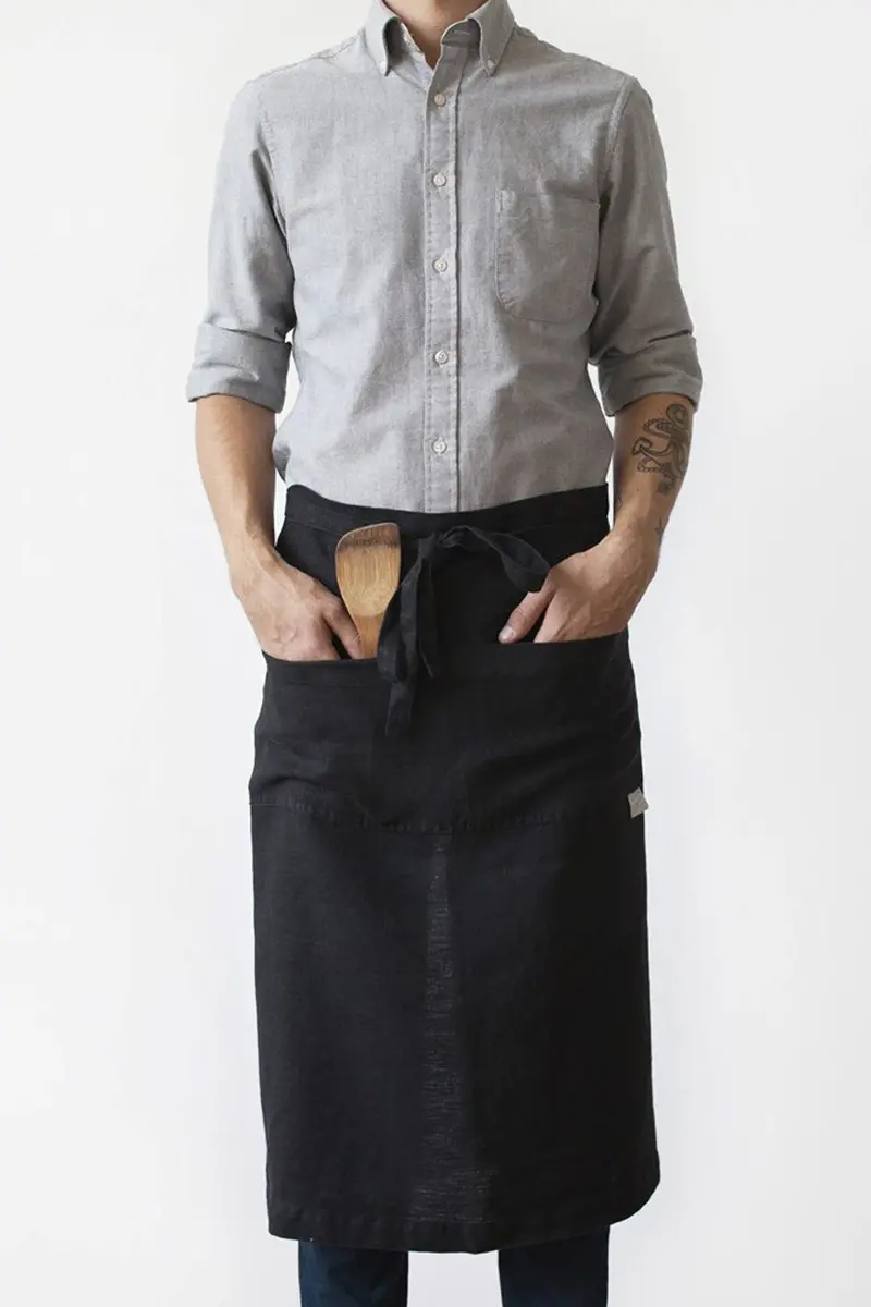 Black Linen Waiter’S Waistcoat – Tailored & Professional 1
