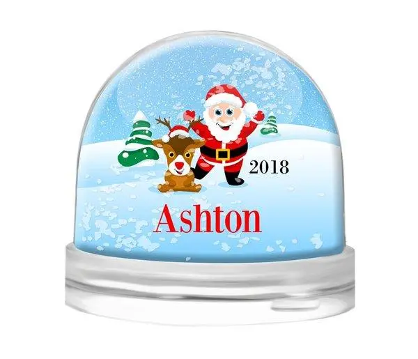 Blue-Tinted Snow Globe With Festive Motif 1