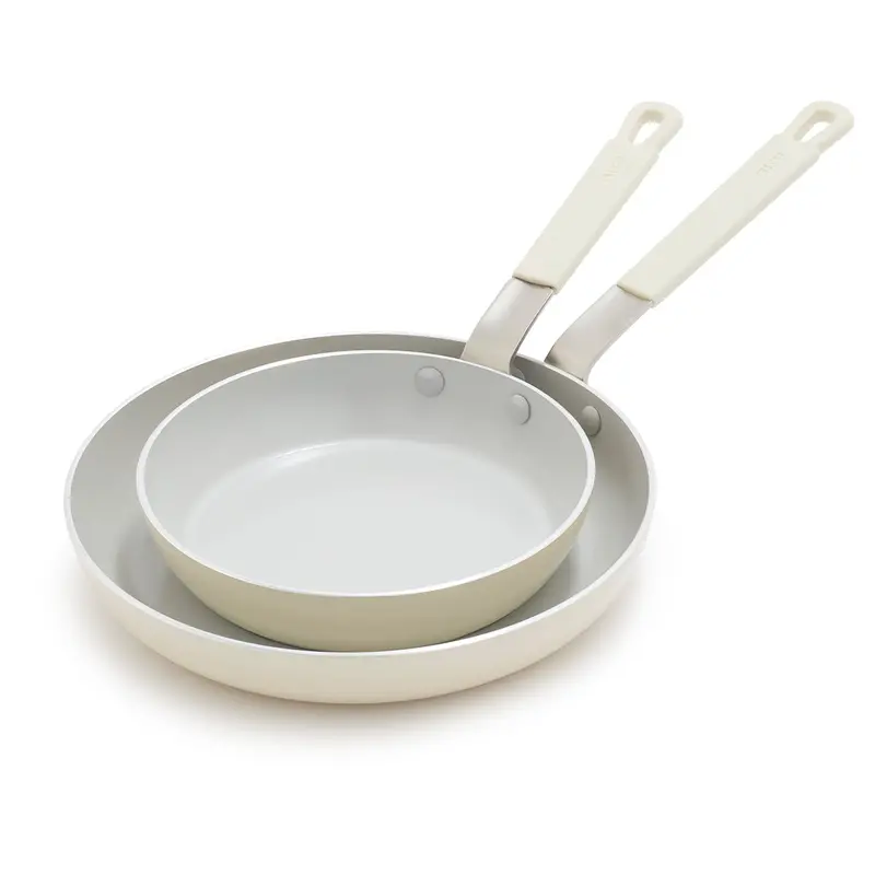 Bobby Flay By Greenpan Professional Ceramic Frypan Set – 8" & 10", Cream 1