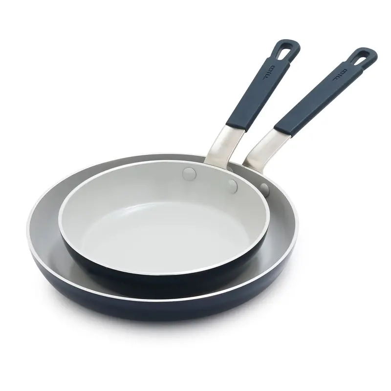 Bobby Flay By Greenpan Professional Ceramic Frypan Set – 8" & 10", Oxford Blue 1