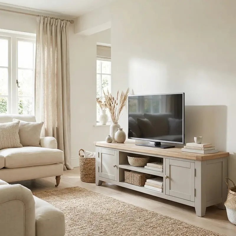 Burford 180Cm Pebble Grey Media Unit For Contemporary Living Spaces 1