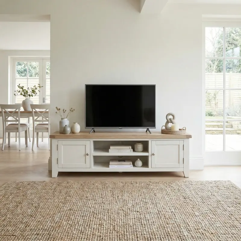 Burford 180Cm Warm White Media Unit For Living Room 1