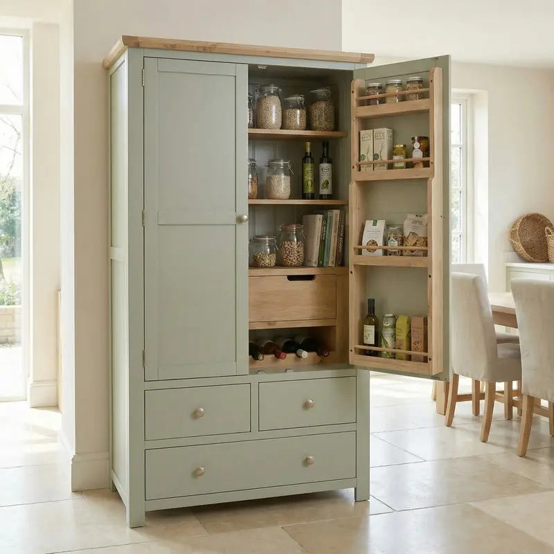 Burford Double Larder Cabinet In Sage Green 1