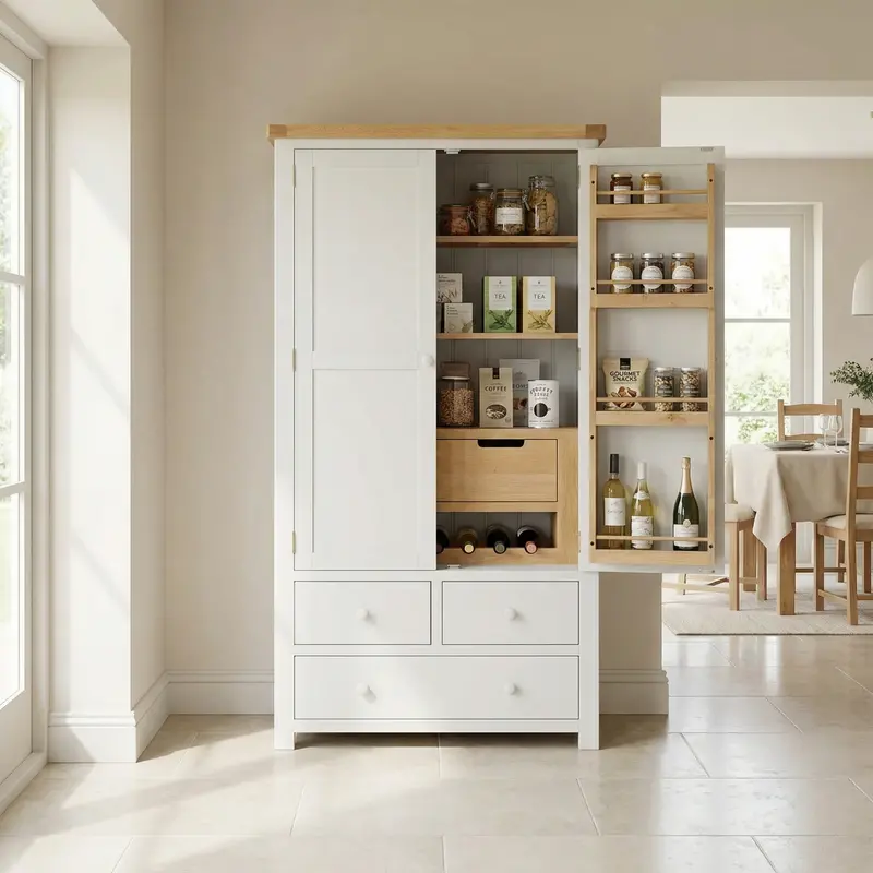 Burford Double Larder Cabinet In Warm White 1