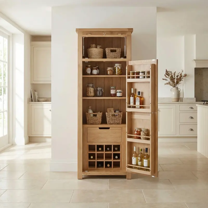 Burford Single Larder Cabinet In Natural Oak 1