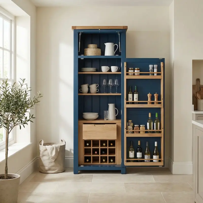 Burford Single Larder Cabinet In Navy Blue 1
