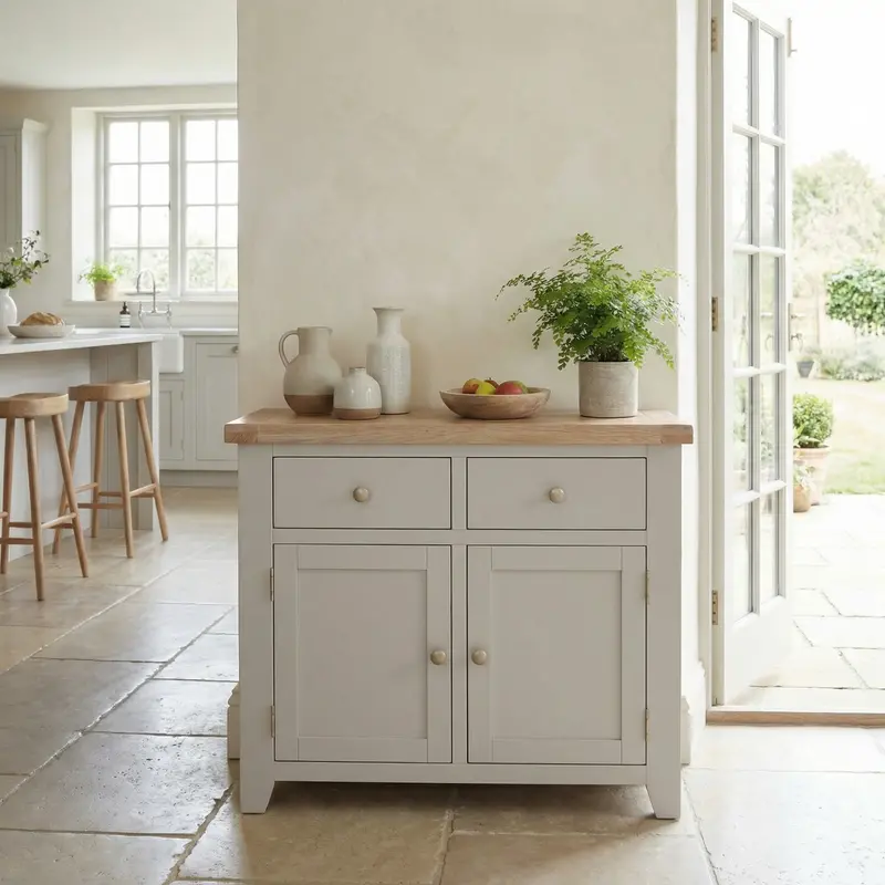 Burford Versatile Two-Door Two-Drawer Sideboard – Pebble Grey 1
