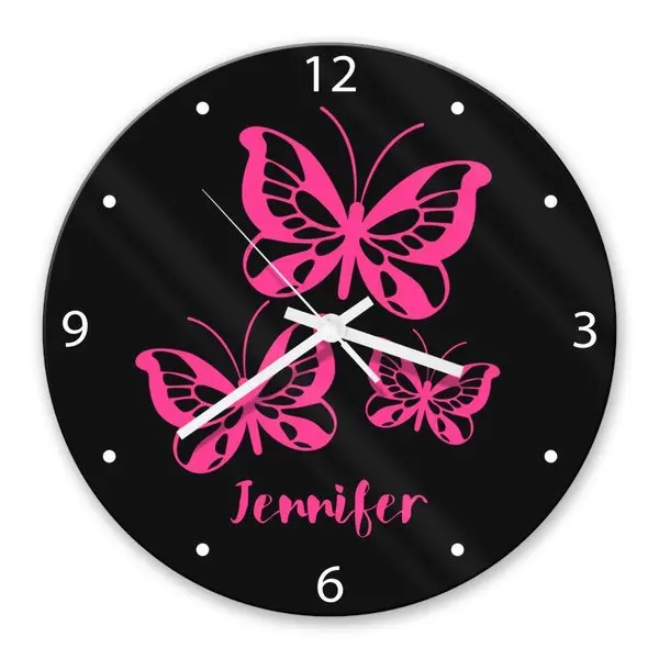 Butterfly-Design Glass Clock – Whimsical Nature-Inspired Wall Clock 1