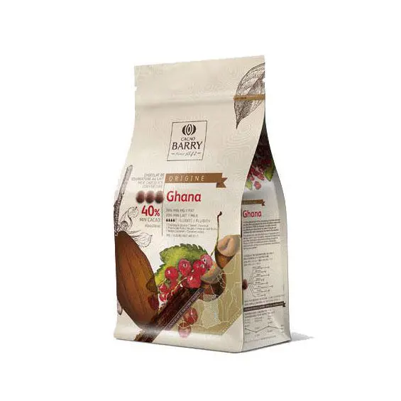 Cacao Barry Ghana 40% Milk Chocolate Couverture – Rare Origin, 1 Kg Block 1