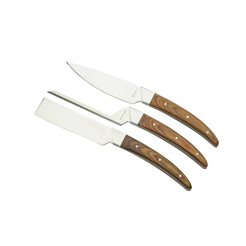 Caseus Light Wood Handle Cheese Knife Set – 3-Piece Gourmet Collection (Ck-40B) 1