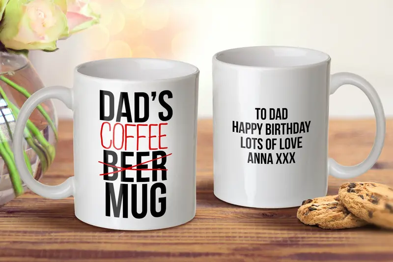 Ceramic Coffee Mug With Dad-Themed Design 1