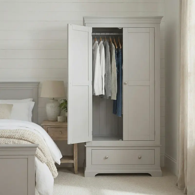 Chalbury Double Wardrobe – Pebble Grey Finish 1