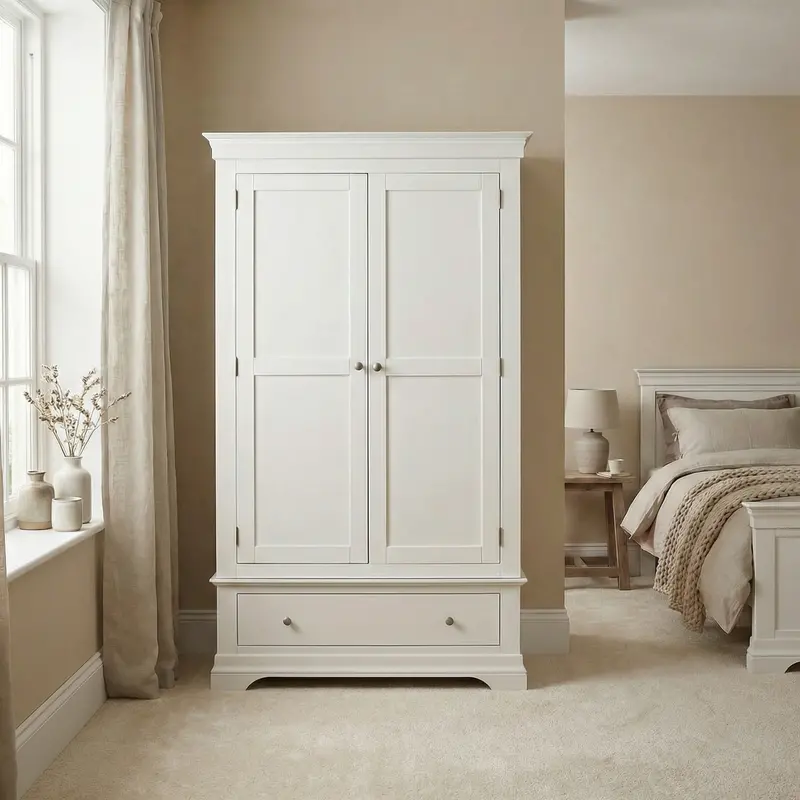 Chalbury Double Wardrobe – Warm White Finish 1