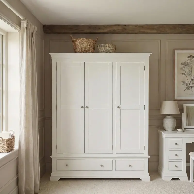Chalbury Triple Wardrobe – Warm White Finish 1