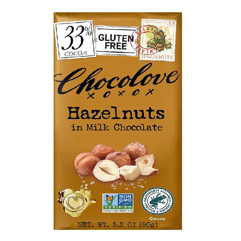 Chocolove Milk Chocolate Bar With Roasted Hazelnuts – 33% Cocoa, 90G 1