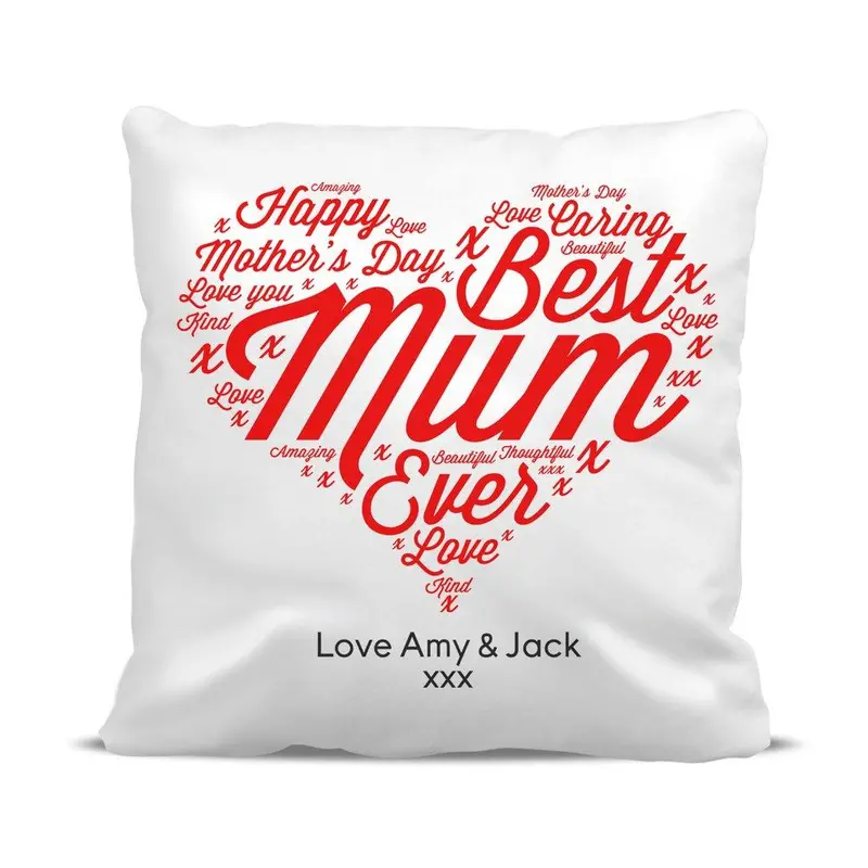 Classic Cushion Cover With 'Best Mum Ever' Embroidery 1