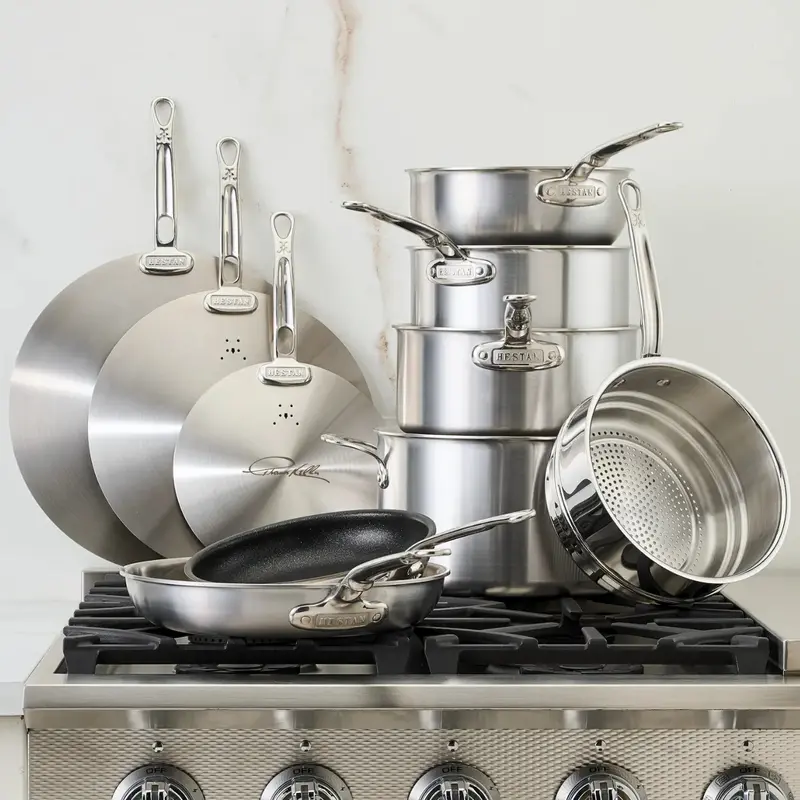 Commercial-Grade Clad Stainless Steel 10-Piece Cookware Set 1