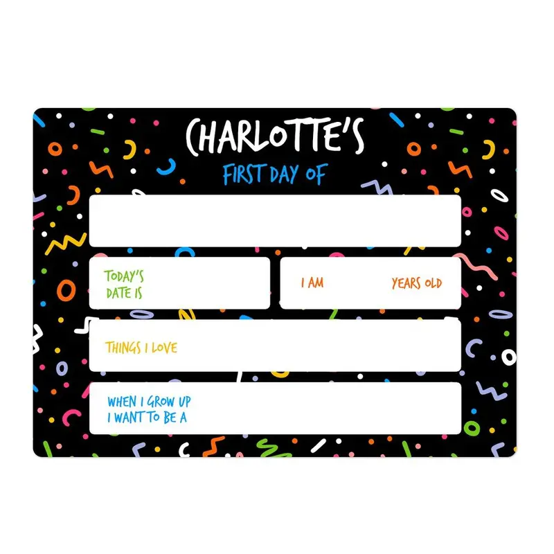 Confetti-Embellished First Day Celebration Sign 1