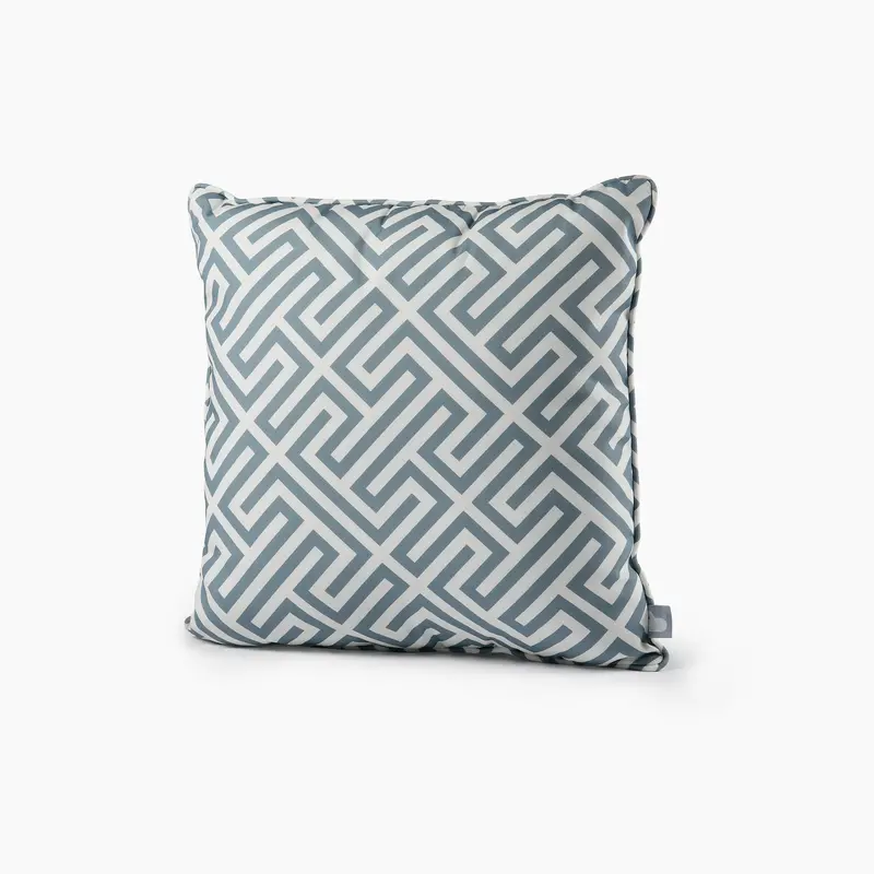 Contemporary Maze-Print Outdoor B-Cushion In Sea Blue 1
