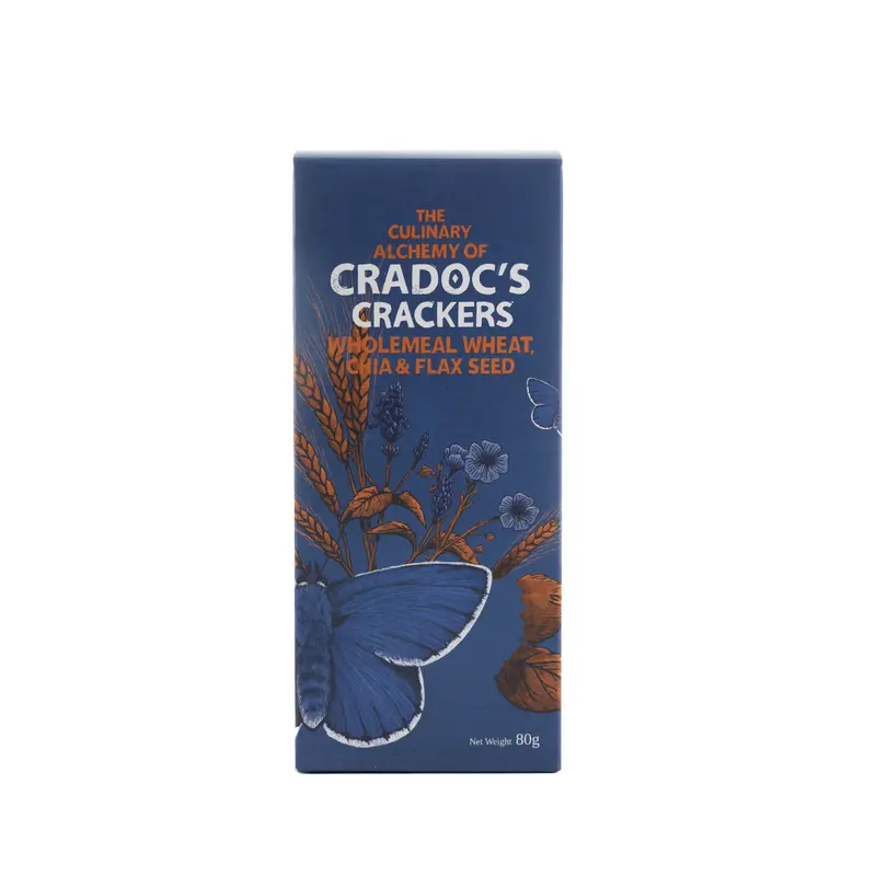Cradoc Wholemeal Crackers With Chia & Flax – 80G High-Fiber Snack 1