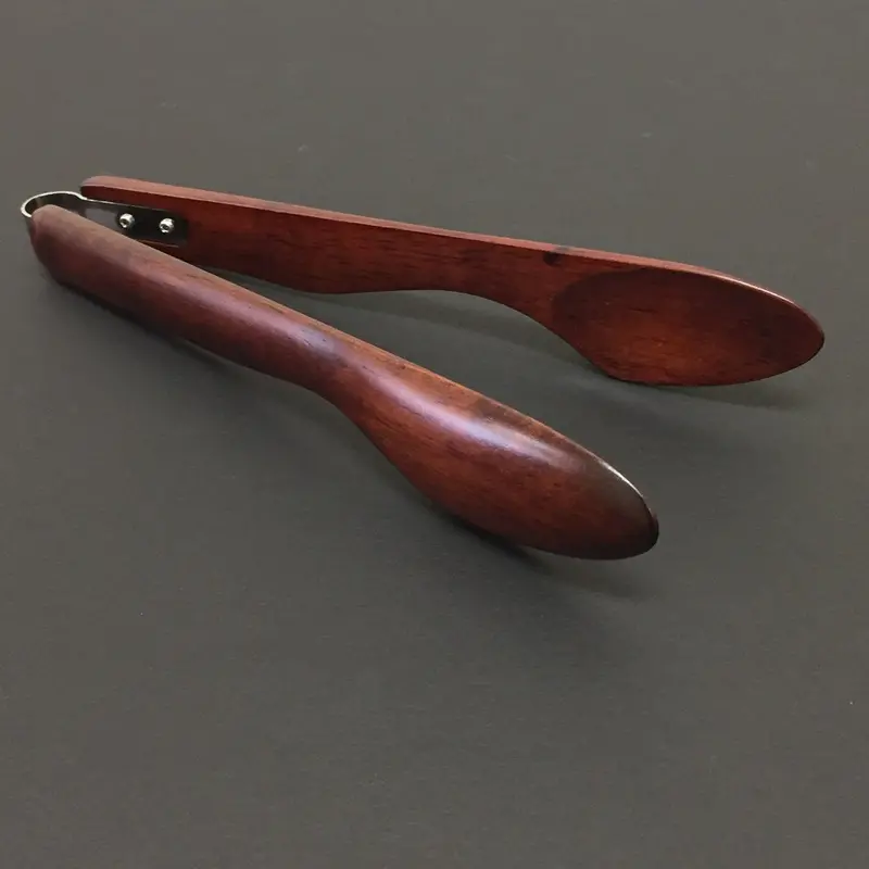 Dark Brown Wooden Serving Tongs – Smooth Finished Ash Wood 1