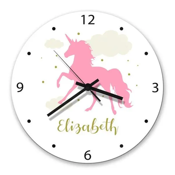 Dreamy Unicorn-Themed Glass Clock – Pastel Pink Fantasy Wall Clock 1