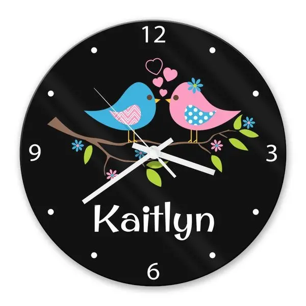 Dual Songbird Silhouette Glass Clock 1