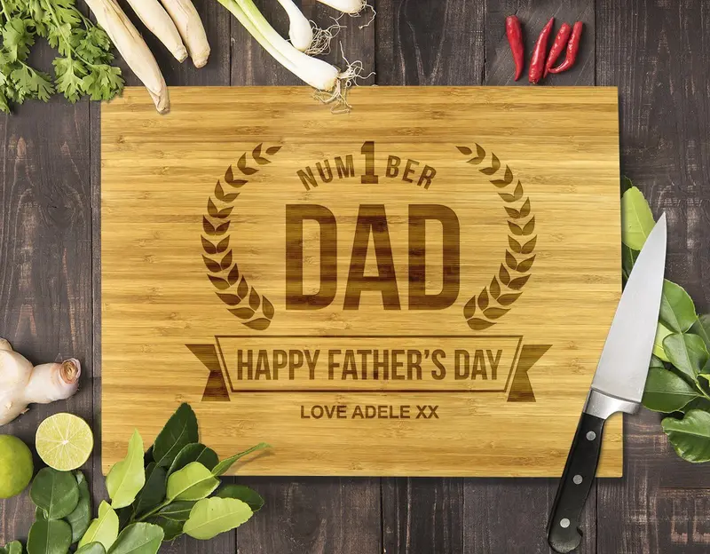 Eco-Friendly Bamboo Cutting Board – 8" X 11", "Number 1 Dad" 1