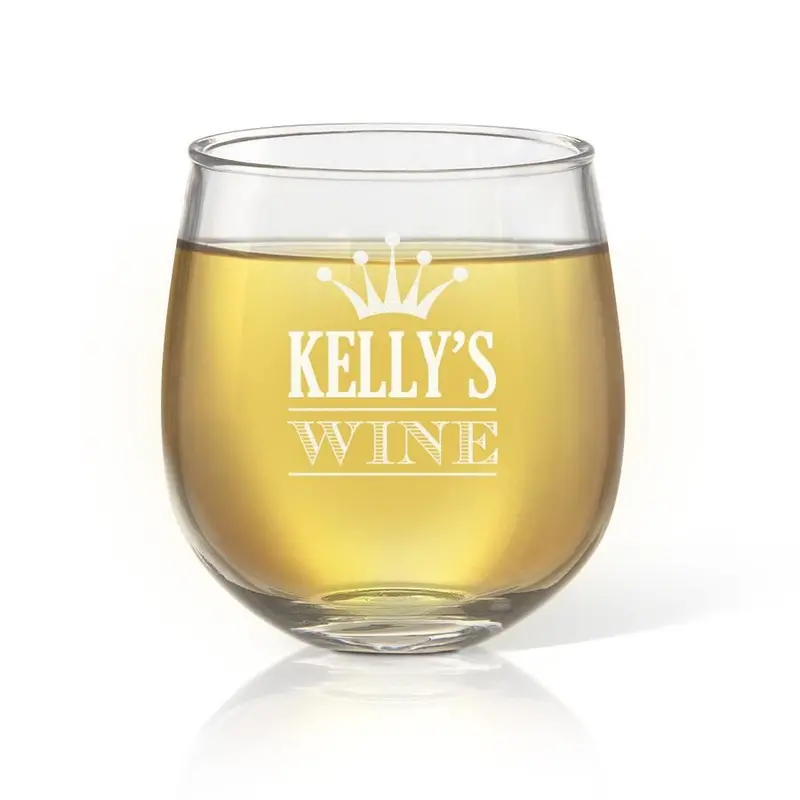 Elegant Crown Stemless Wine Glass – Modern Barware 1