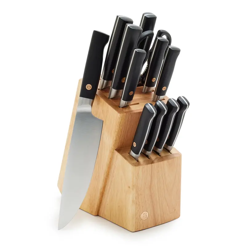 Elite Cutlery 13-Piece Knife Block Set With Matte Black Handles 1