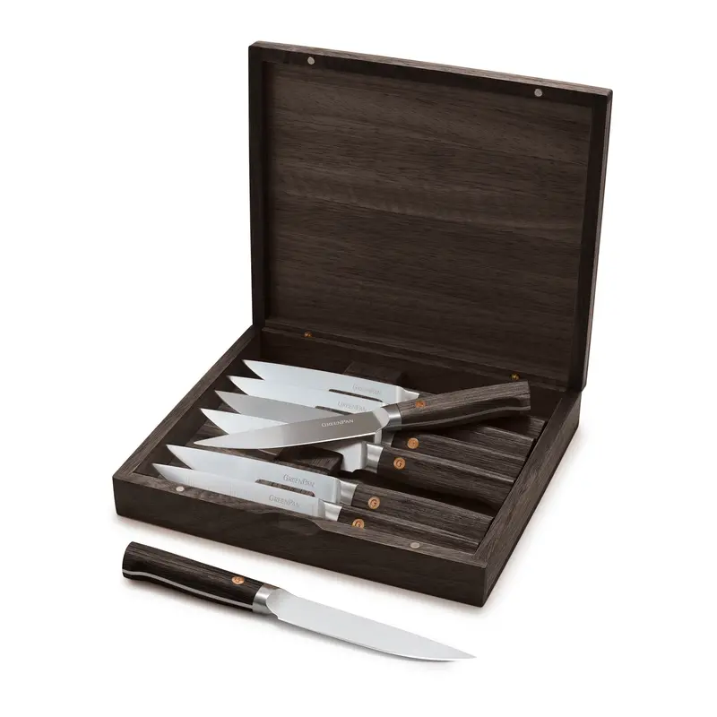 Elite Cutlery 8-Piece Steak Knife Set With Dark Wood Handles 1