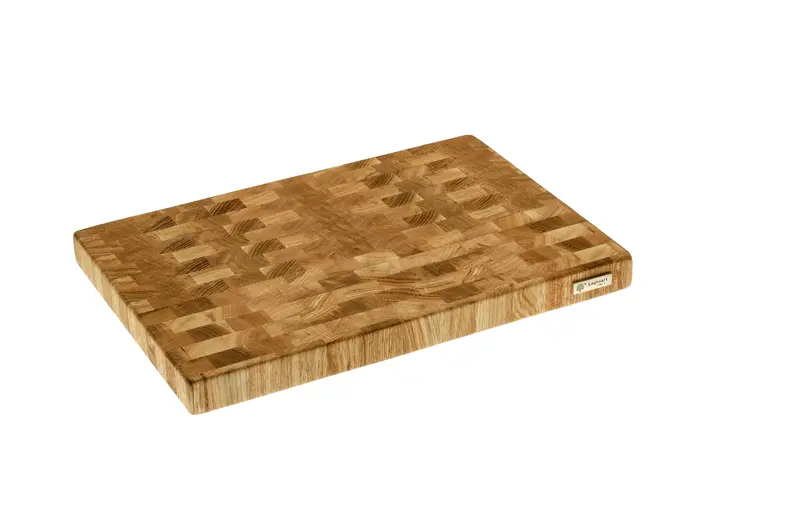 End-Grain Butcher Block Chopping Board – Solid Natural Oak Construction 1
