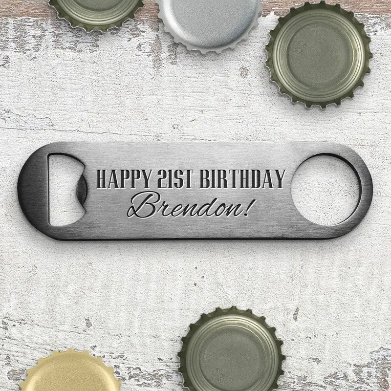 Engraved Stainless Steel Birthday Bottle Opener 1