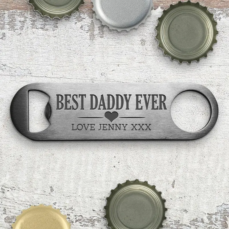 Engraved Stainless Steel Bottle Opener – 'Best Dad Ever' Gift 1