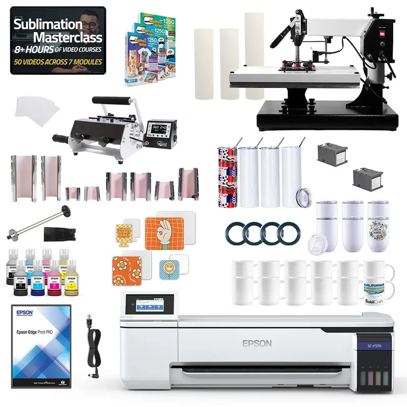 Epson Surecolor F570 24-Inch Pro Sublimation Printer With 8-In-1 Mug Press & Swing-Away Heat Press Bundle 1