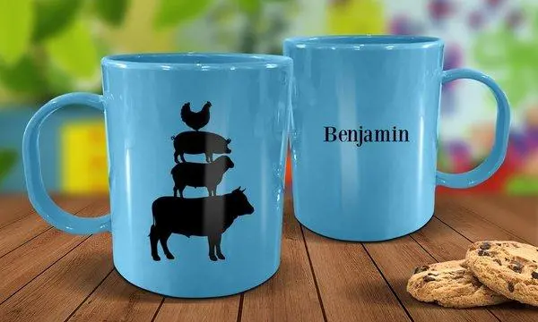 Farm Animal Print Plastic Mug – Sky Blue 1