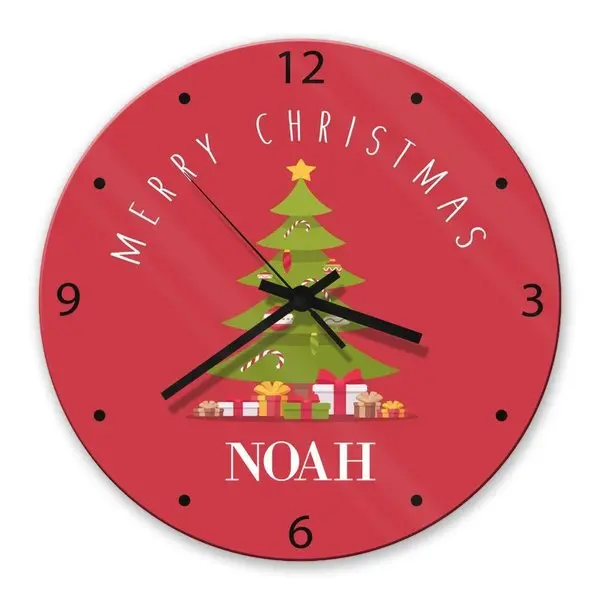 Festive Christmas Tree Glass Clock – Traditional Holiday Timepiece 1