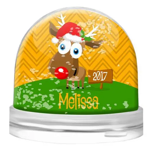 Festive Reindeer Snow Globe Decor 1