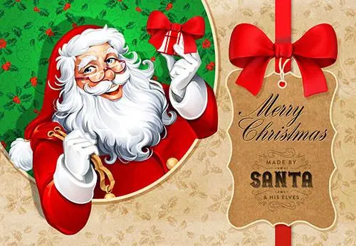 Festive Santa Holding Gift Postcard 1