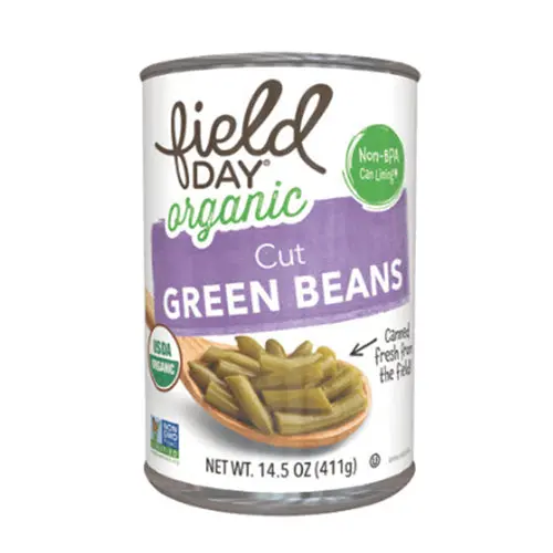 Field Day Organic Cut Green Beans – 411G Canned Vegetables 1